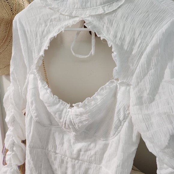 White Ruffled Mini Dress - Picture 4 of 8